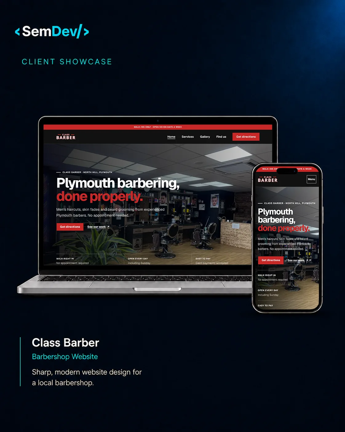 Class Barber website homepage
