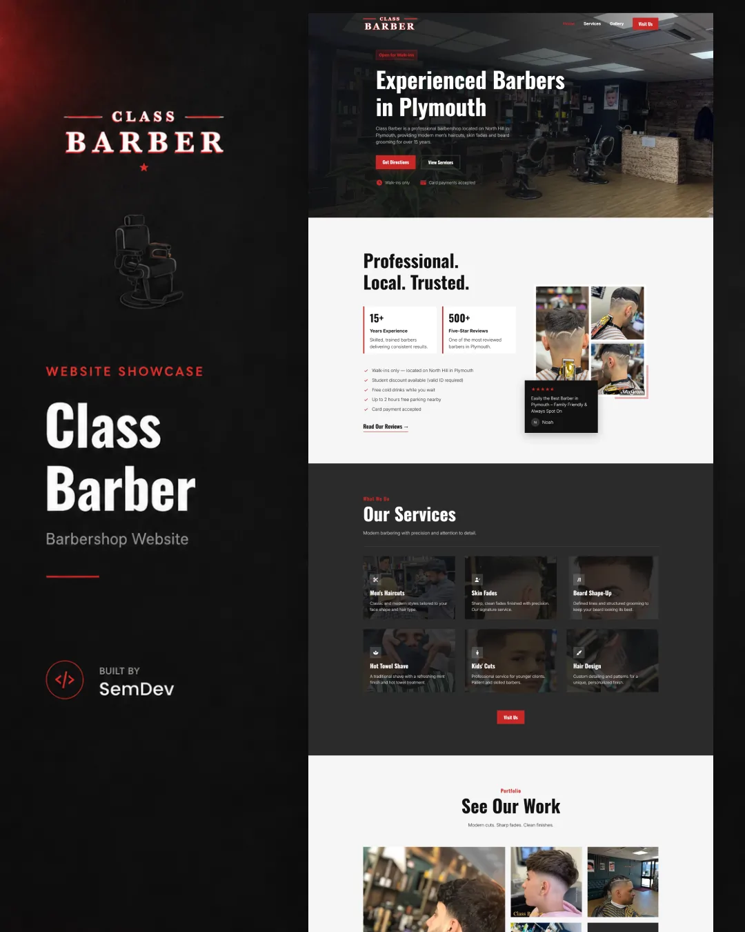 Homepage preview of the Class Barber website