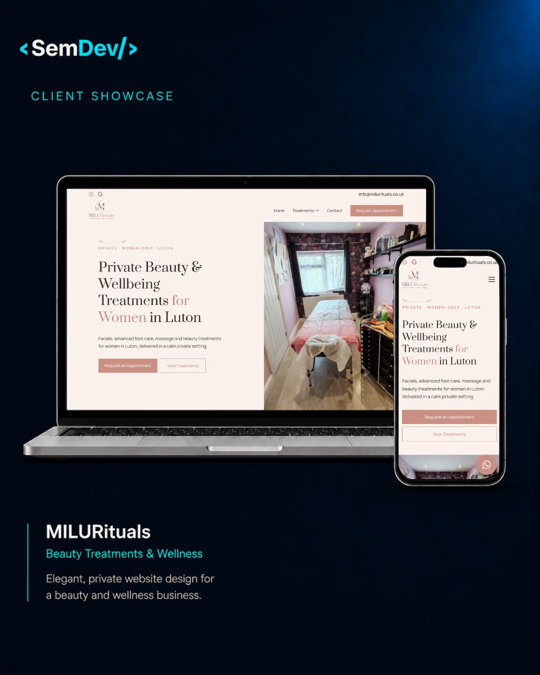 Homepage preview of the MILURituals website