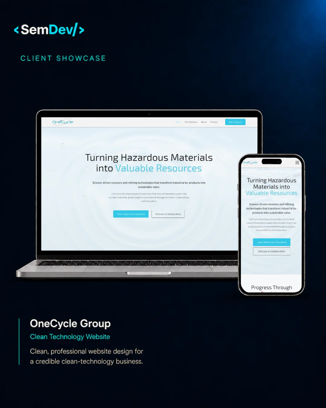 Homepage preview of the OneCycle website