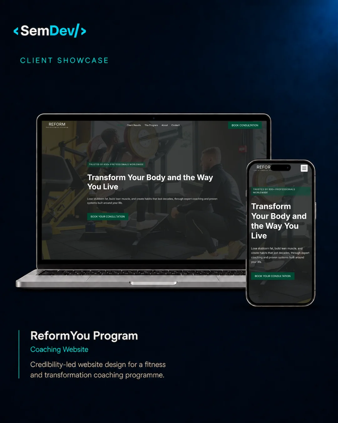 Homepage preview of the ReformYou Programme website