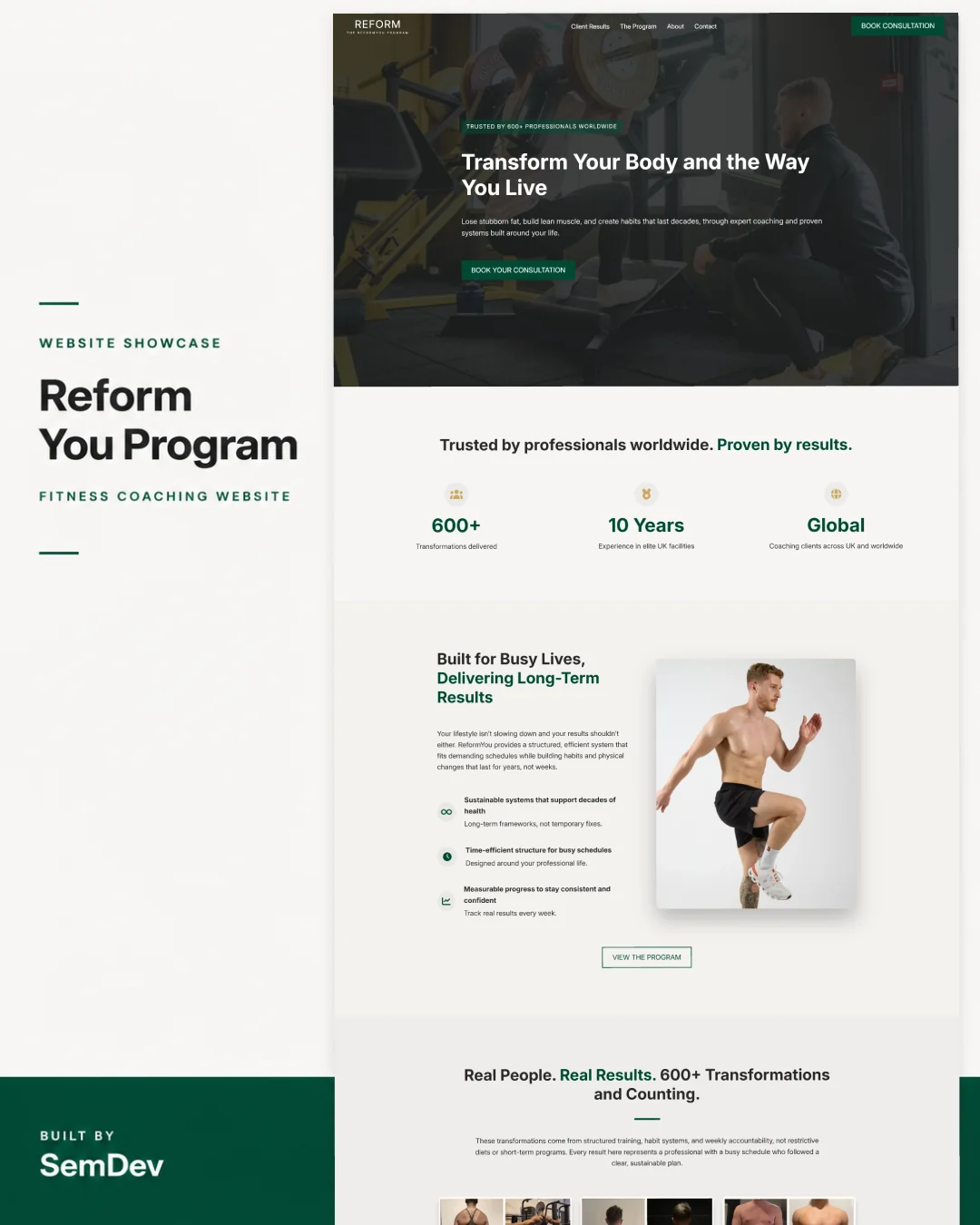 Homepage preview of the ReformYou Programme website