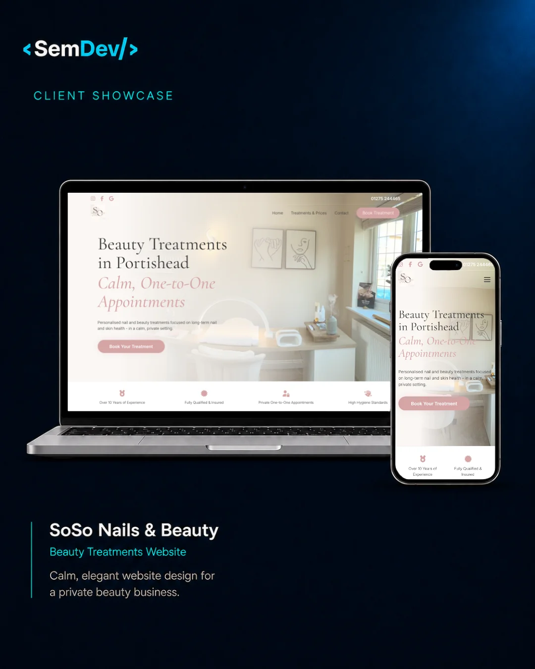 Homepage preview of the SoSo Beauty website