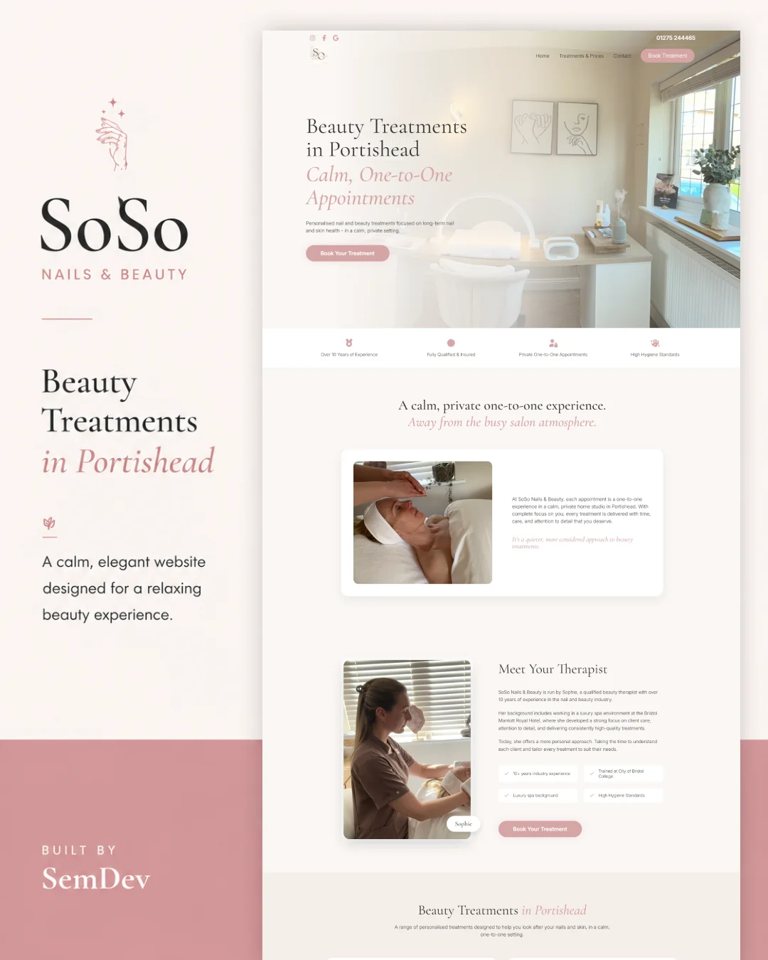 Homepage preview of the SoSo Beauty website