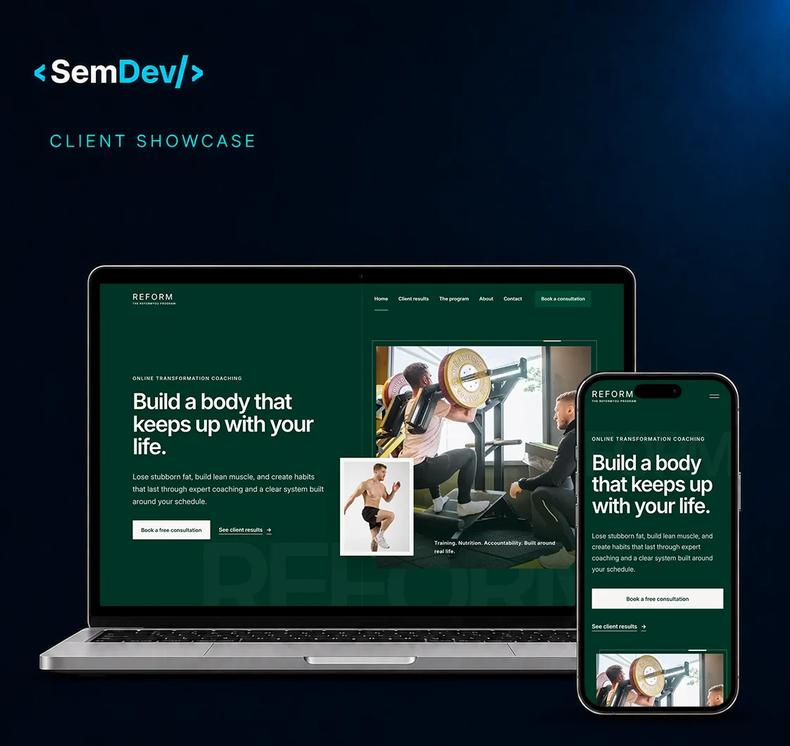 ReformYou coaching website shown on desktop and mobile